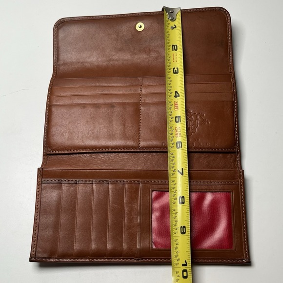 Prix De Dressage Black Brown Leather Tri-Fold Wallet Snap Closure Zip Pocket - Picture 13 of 13